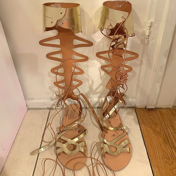 Ancient Greek Sandals Shoes - Ancient Greek Sandals Gladiator Gold Size 39